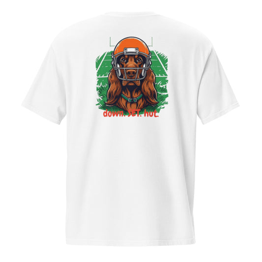 Down. Set. Hut. Setter Pocket Tee